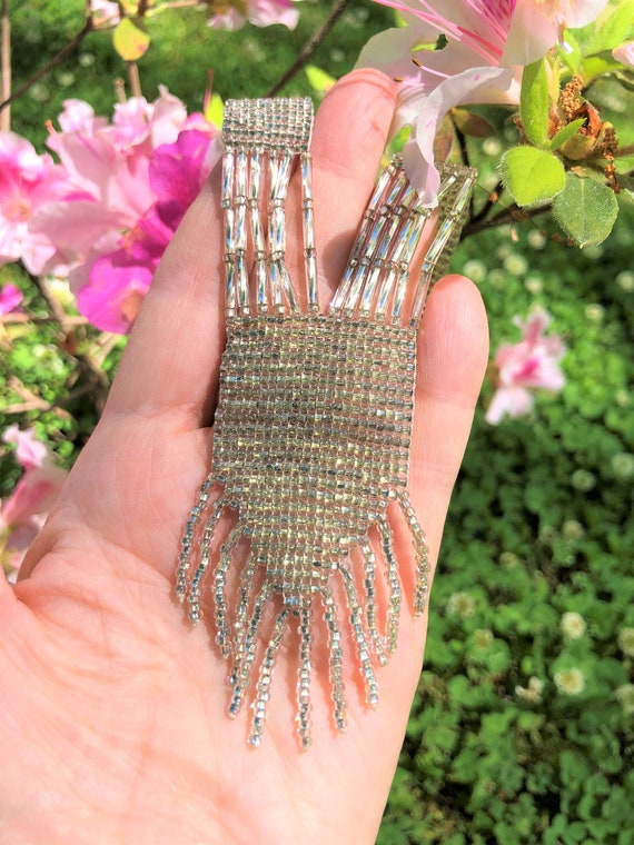 RARE 40's GLASS BEADED Necklace/40's Necklaces/Beaded Necklaces/Silver Necklaces/Vintage Necklaces/Antique Necklaces/Mint Condition