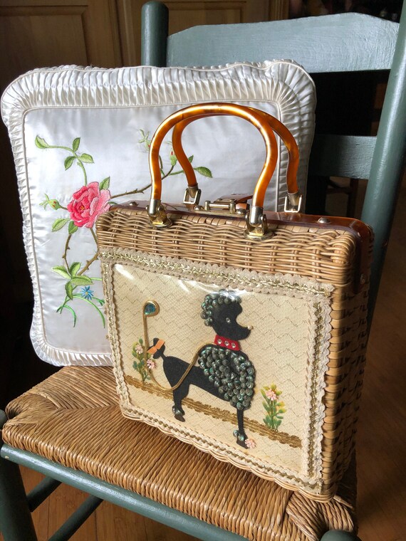 50's Poodle Wicker Bag/Lucite Handbags/Lucite Purs