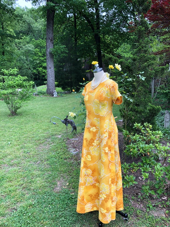 BARKCLOTH MUMU Hawaiian/Ui Maikai Floral Dress/60'
