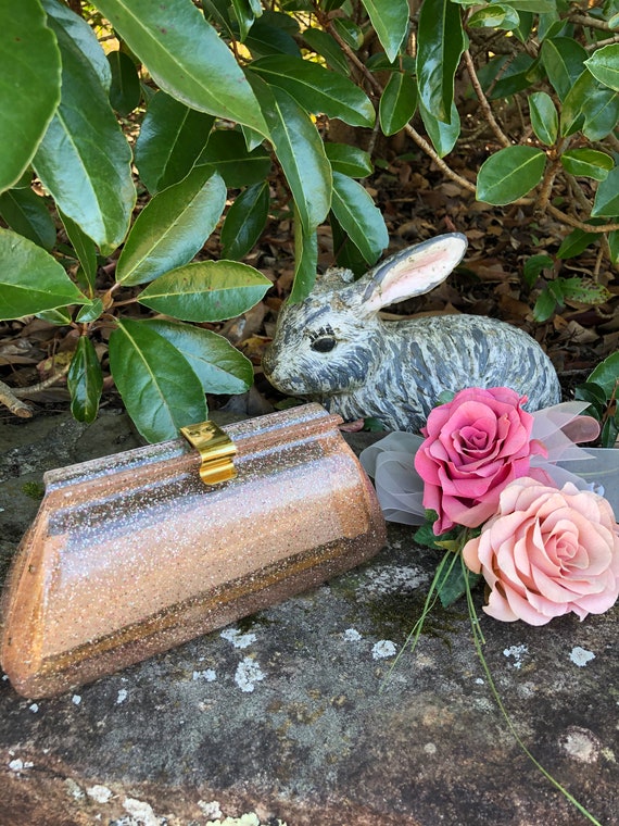 PINK SPARKLE Lucite Clutch/Lucite Handbags/Lucite… - image 10