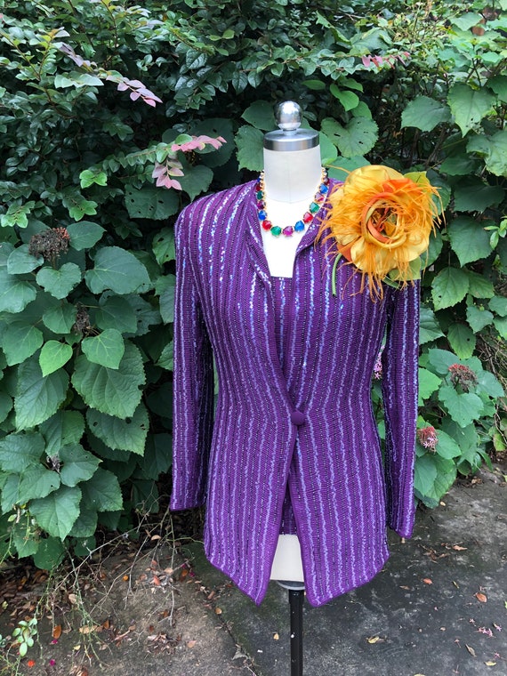 80's GIORGIO ARMANI Beaded Shell and Jacket/giorgio Armani/beaded