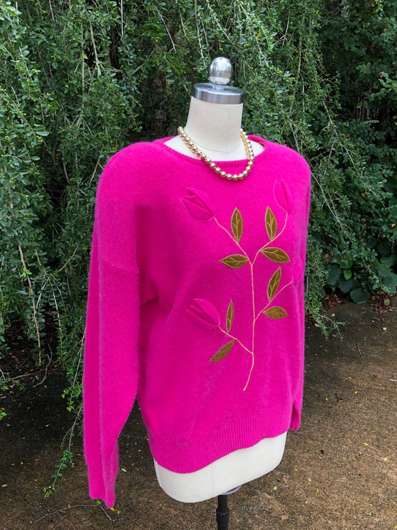LILY of California Sweater/80's Sweaters/Fushia S… - image 10