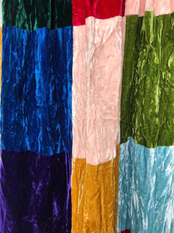 BOHO PATCHWORK Velvet Skirt/Patchwork Velvet Skir… - image 8