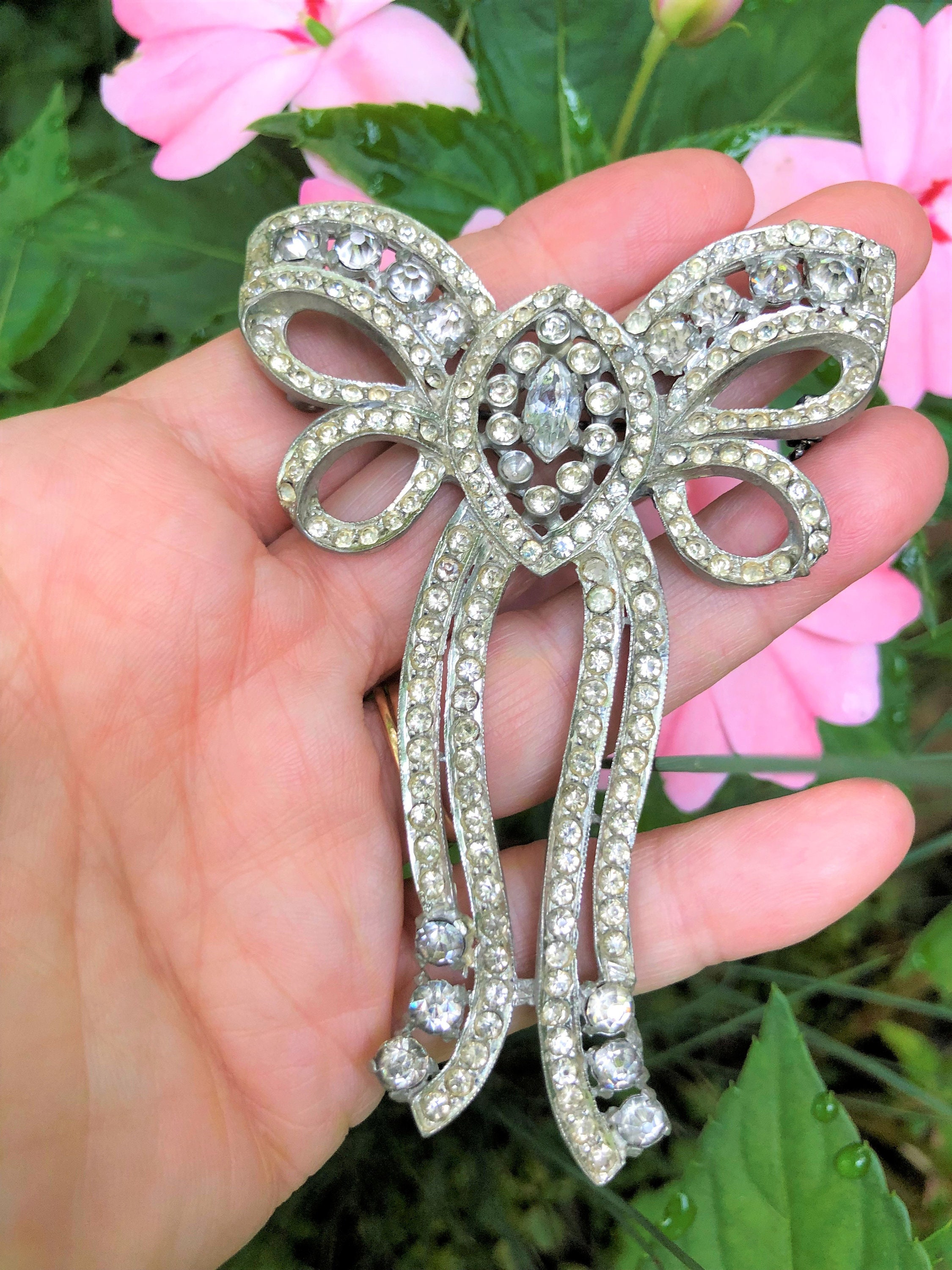 PRETTY 50's Art Deco RIBBON Brooch/60's Brooches/large Etsy