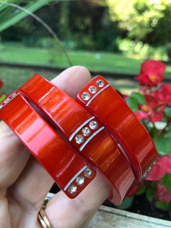 STUNNING 50's LUCITE BRACELET with Rhinestones/Lucite… Gem