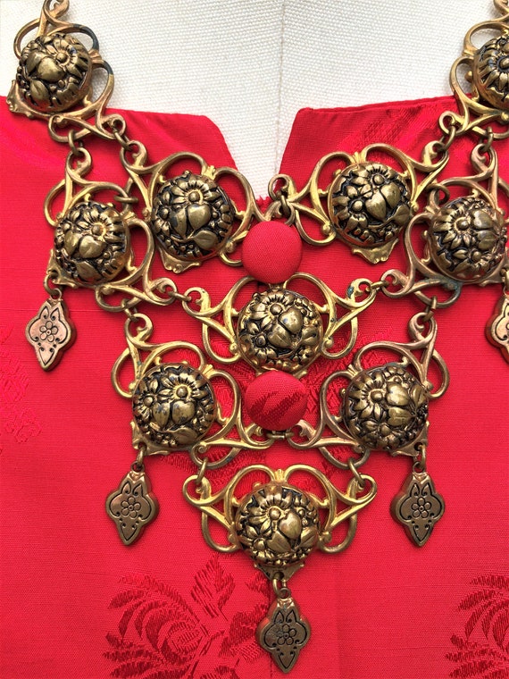 Antique ITALIAN VICTORIAN Brass STATEMENT Necklac… - image 5