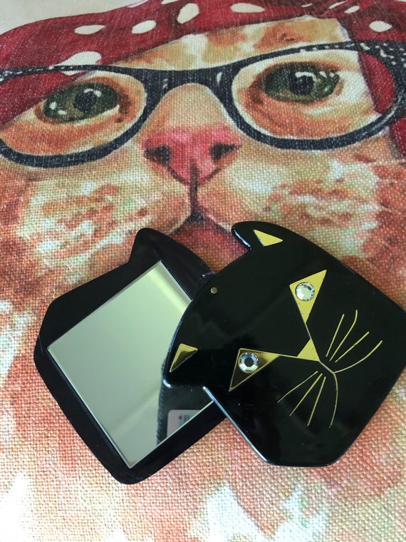 CAT MIRROR/Vintage Mirrors/Kitty Cat Purse Mirror/