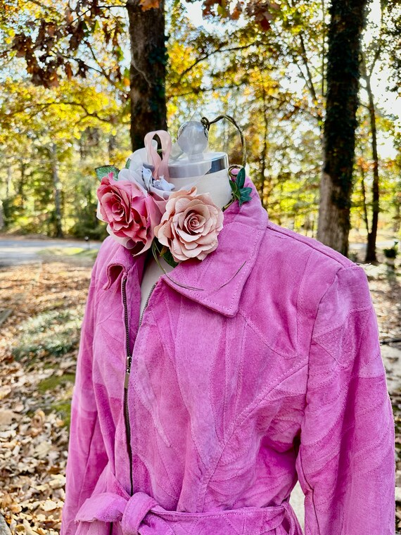 80's PINK PATCHWORK SUEDE Jacket/Suede Jackets/Pa… - image 6