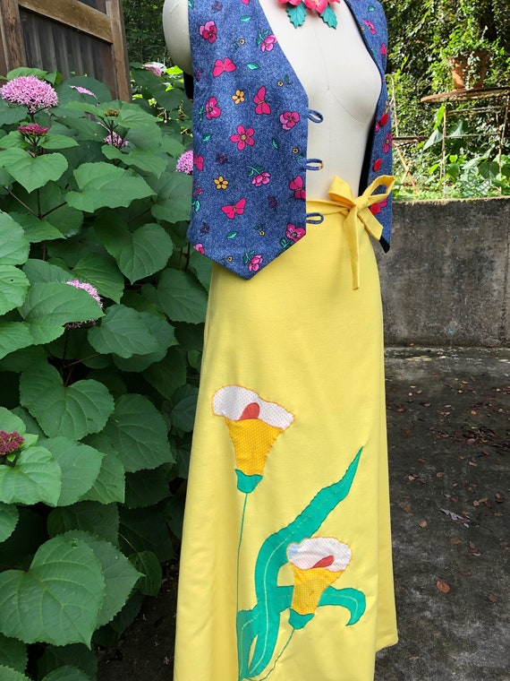 70's The Frog Pond Wrap Skirt/70's Applique Skirt/
