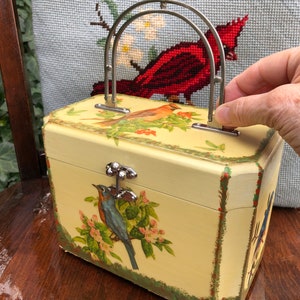 BIRD DECOUPAGE Handbag/Bird Box Purse/Bird Purse/Box Purses/Decoupage Handbags/70&#39;s Purses/70&#39;s Handbags/Box Handbags/GOOD Vintage Condition