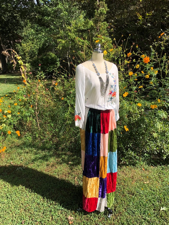 BOHO PATCHWORK Velvet Skirt/Patchwork Velvet Skirt