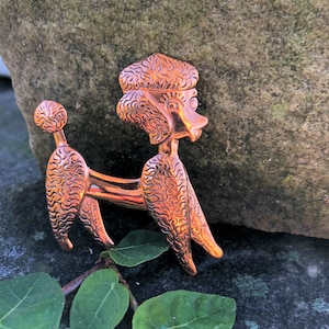 UNIQUE POODLE BROOCH/70&#39;s Poodle Brooches/Vintage Metal Brooch/70’s Dog Brooch Pin/Vintage Dog Brooch/Poodle Dog/Copper/Near Mint Condition