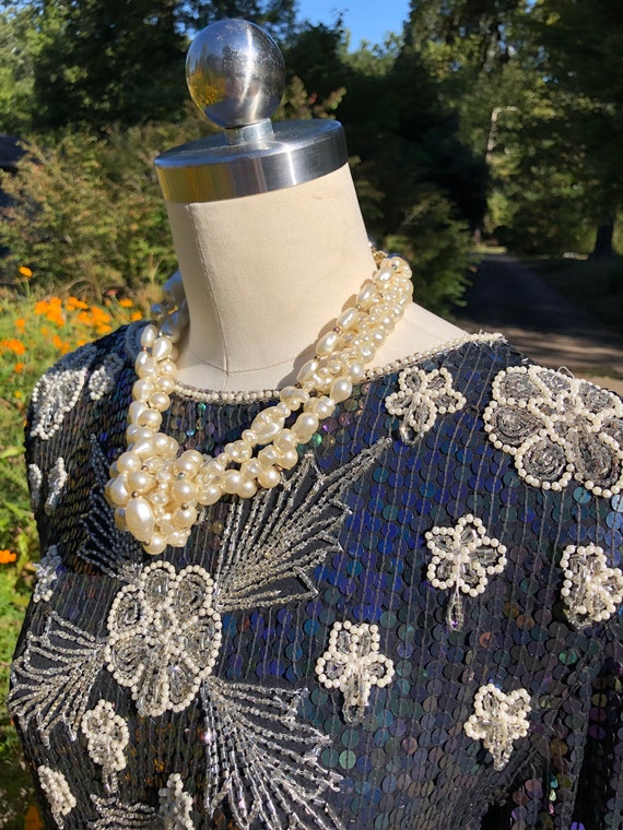 80’s Black Beaded Silk Top main image 0