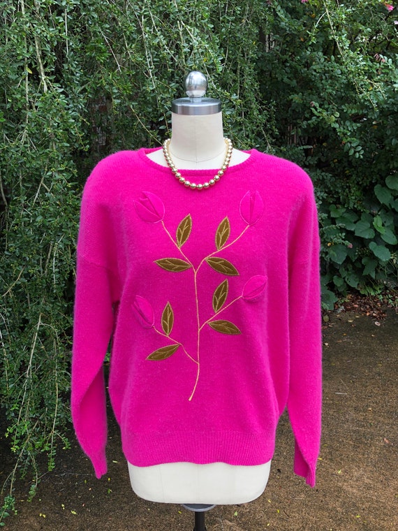 LILY of California Sweater/80's Sweaters/Fushia S… - image 2