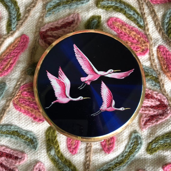 RARE FLAMINGO Stratton Compact/Bird Compact/Vintag