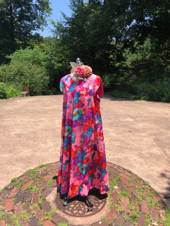 PRETTY 60's Lauhala PINK Hawaiian Dress XL/60's H… - image 7