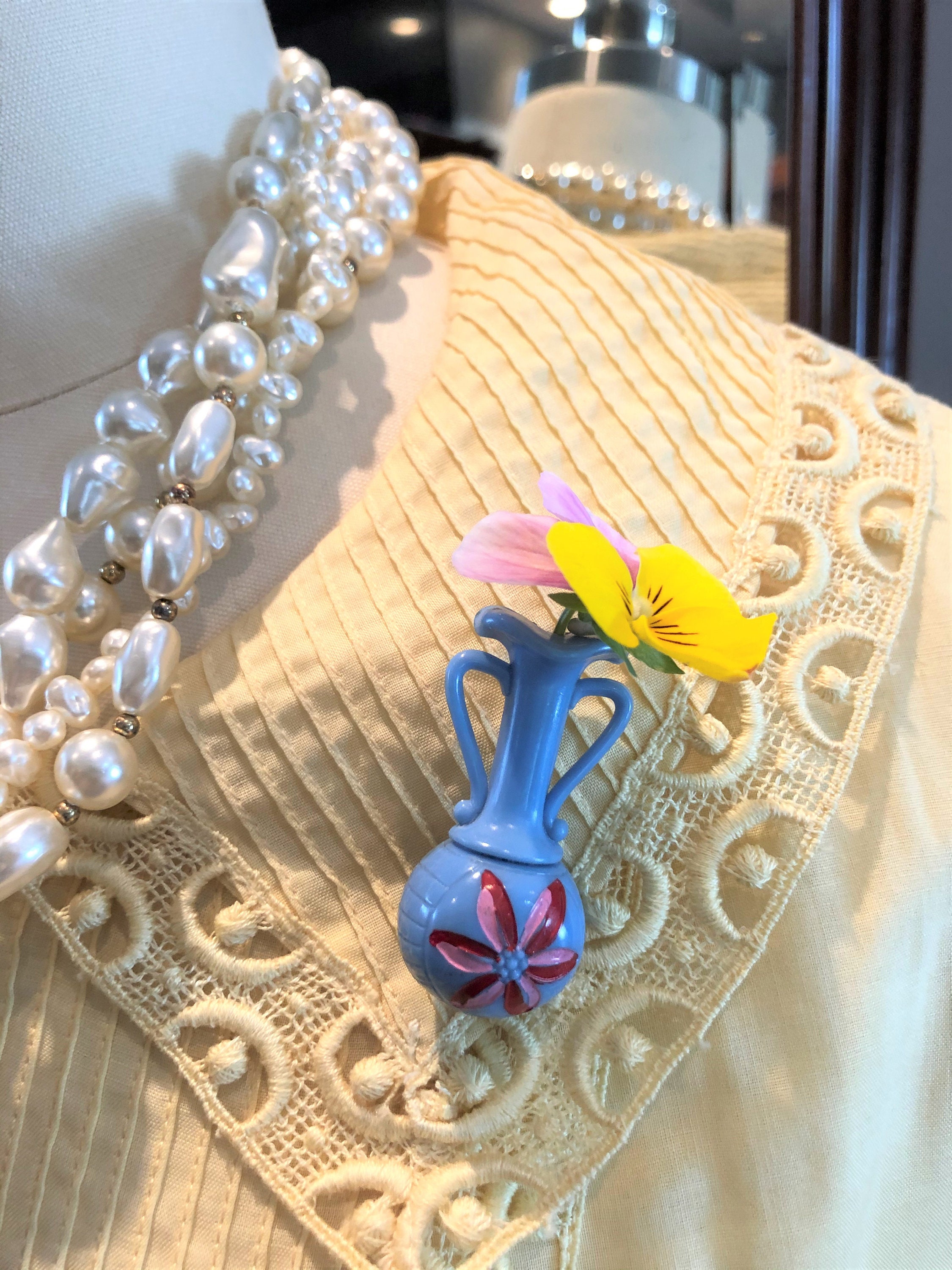 RARE Antique Flower Holder Brooch/posy Holder/hand Painted Etsy UK