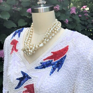 AMERICANA BEADED Tops/80's Beaded Tops/80's Sequins Tops/Beaded Tops/Sequin Tops/Americana Clothing/Vintage Tops/Usa Top/Near MINT Condition image 3