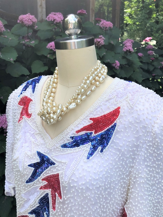 AMERICANA BEADED Tops/80's Beaded Tops/80's Sequi… - image 3