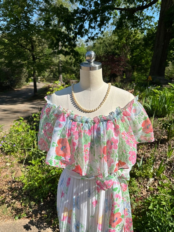 Gorgeous 70s Butterfly Print Floral Cotton Maxi Dress