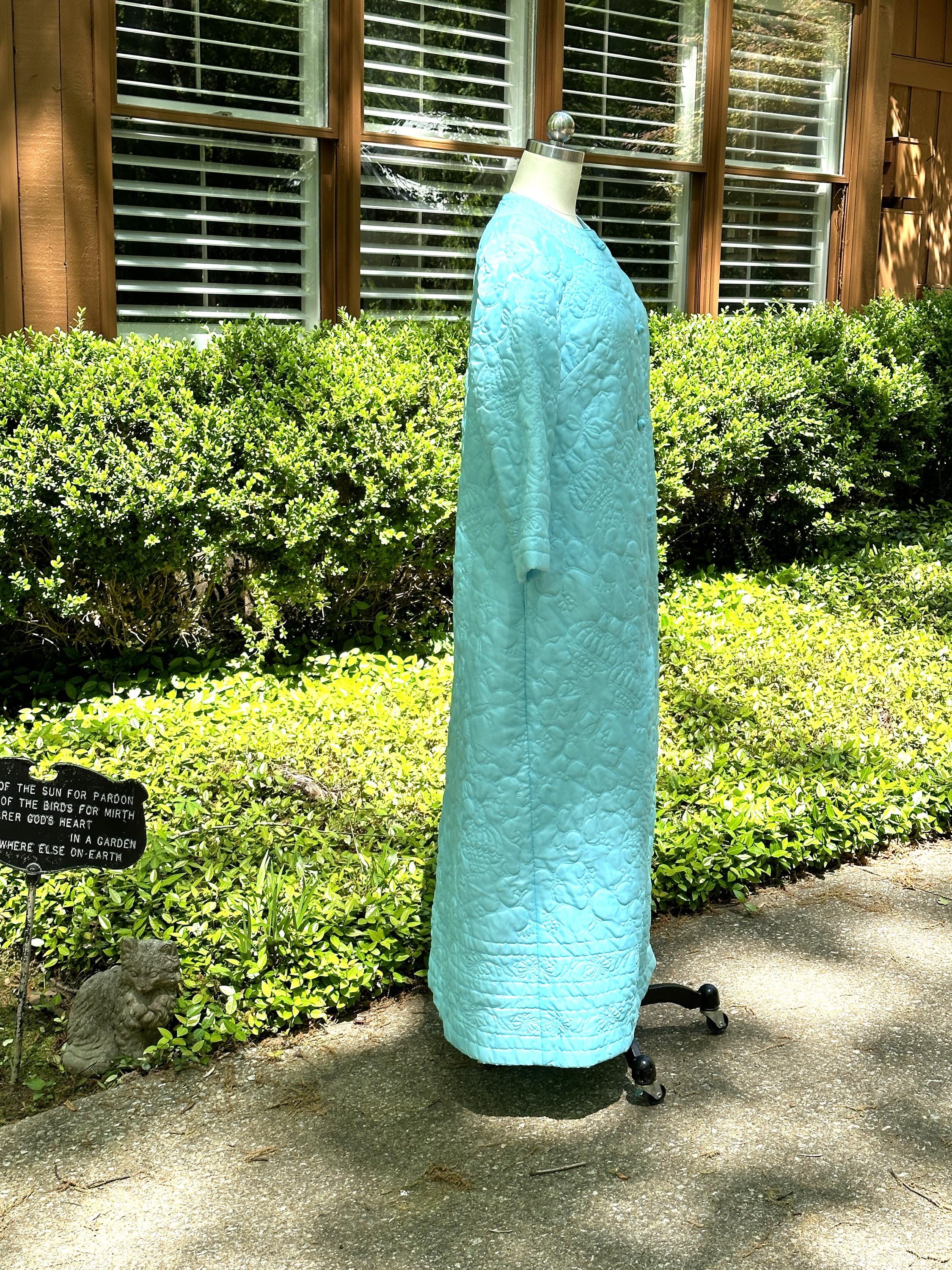 Toggle For Robe STUNNING QUILTED TURQUOISE Robe/vintage Quilted Robes/asian Style Robes ...