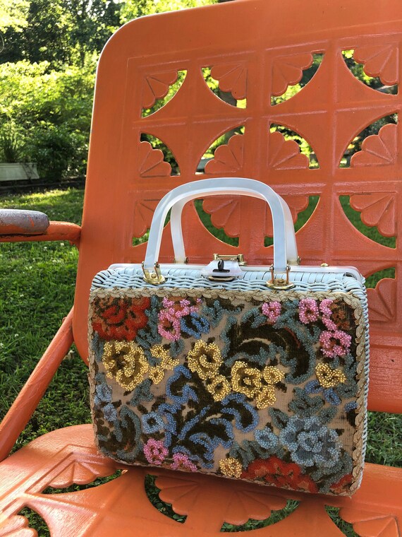 RARE Adele Beaded Wicker Purse/Wicker Handbags/Luc