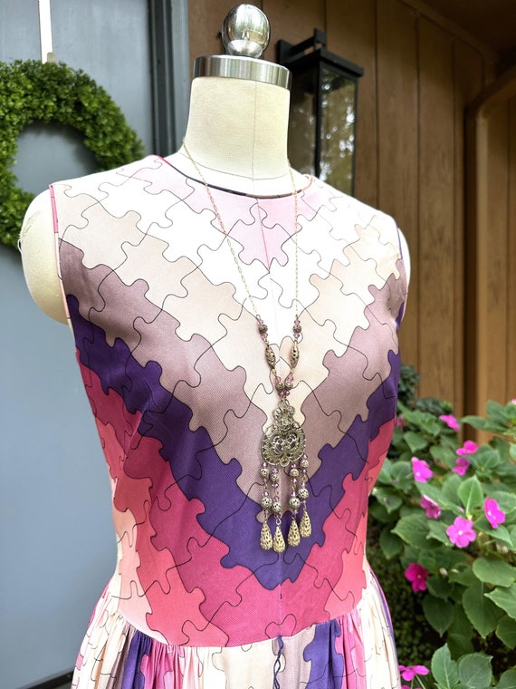CUTE 70's MOD PUZZLE Dress/70’s Dress/Vintage Dre… - image 1