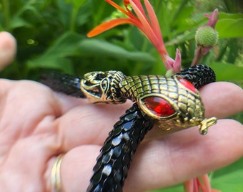 RARE SNAKE Necklace Belt DL Auld/Snake Necklace/Early 1900's Snake Jewelry/Black Snake Jewelry/Dl Auld/Gothic Style Necklaces/Mint Condition