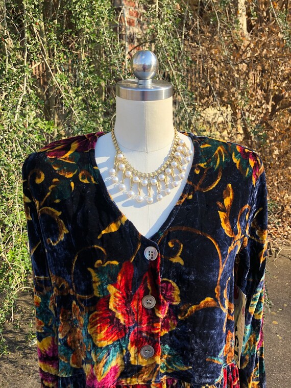 90s Plum Floral Mini Dress (S)