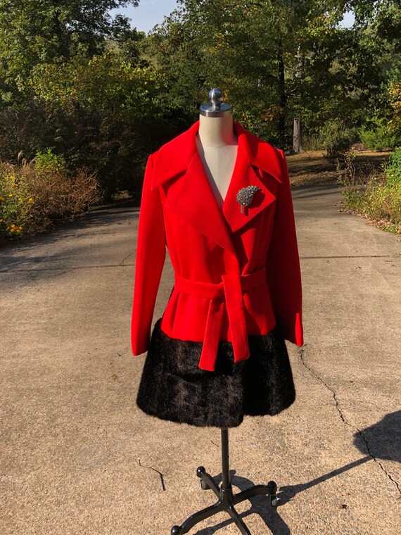 1960s Powder Blue Fox Fur Lilli Ann Coat | SMALL