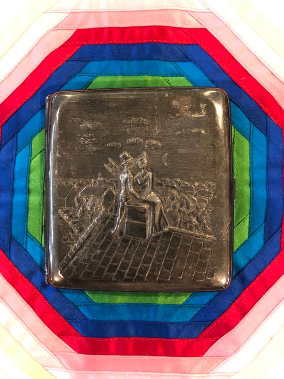 RARE ANTIQUE CIGARETTE Case/Art Deco Cigarette Ca… - image 1