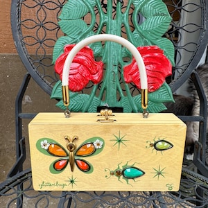 60&#39;s ENID COLLINS Glitter Bugs Handbag/Enid Collins/Enid Collins Purse/60&#39;s Vintage Handbag/Butterfly Box Bags/60s Purse/Near Mint Condition