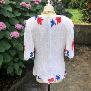 AMERICANA BEADED Tops/80's Beaded Tops/80's Sequins Tops/Beaded Tops/Sequin Tops/Americana Clothing/Vintage Tops/Usa Top/Near MINT Condition image 2