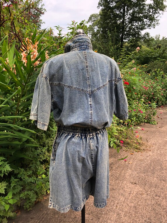 RARE 80's DENIM Short Set/Stone Wash Denim/Vintag… - image 5