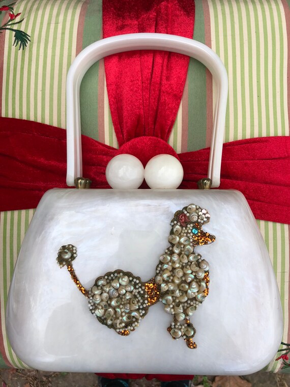 LUCITE POODLE Purse/Lucite Handbags/Lucite Purses/