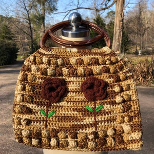 70&#39;s HOBO POPCORN Stitch Handbag/70&#39;s Hippie Purse/Hippie Purses/Boho Purses/70’s Crochet Purse/Vintage Pom Pom Knit Handbag/MINT Condition