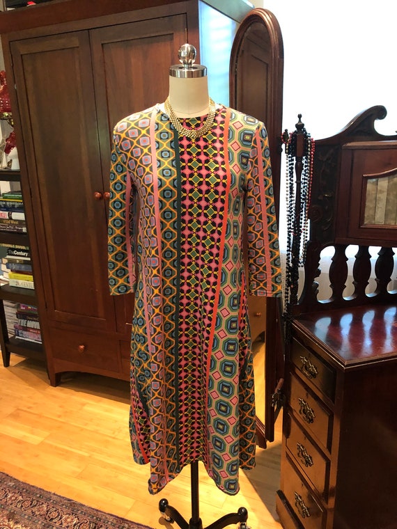 GEOMETRIC PRINT Dress/Vintage 80’s Dress/80’s Psy… - image 10