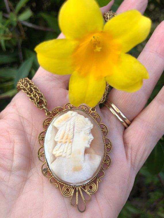 カメオ　CAMEO vintage　ネックレス　ブローチ BEAUTIFUL 40's CAMEO Necklace/handmade Cameo Necklace/antique