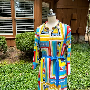 FABULOUS PUCCI for Eduardo Dress XXL/Eduardo for Pucci/60s Mod Print Dress/60s Pucci Clothing/60s Loungewear/Vintage Condition