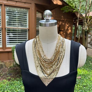 WHITING and DAVIS 70&#39;s Mesh Necklace/70&#39;s Mesh Necklace/Whiting and Davis/Disco Jewelry/70&#39;s Necklace/Gold Mesh Necklace/Mint Condition
