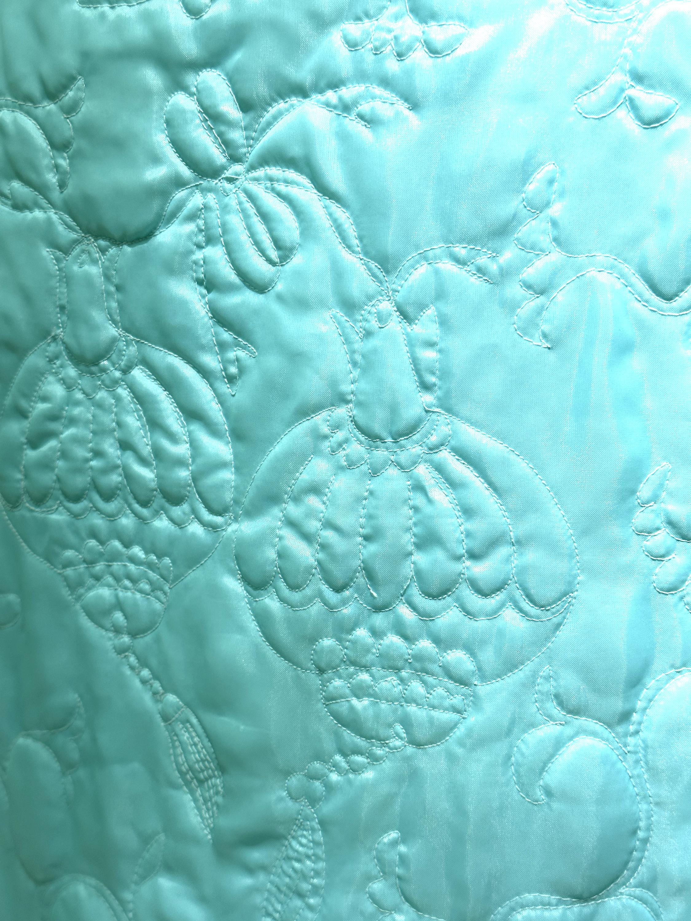 STUNNING QUILTED TURQUOISE Robe/vintage Quilted Robes/asian Style Robes ...