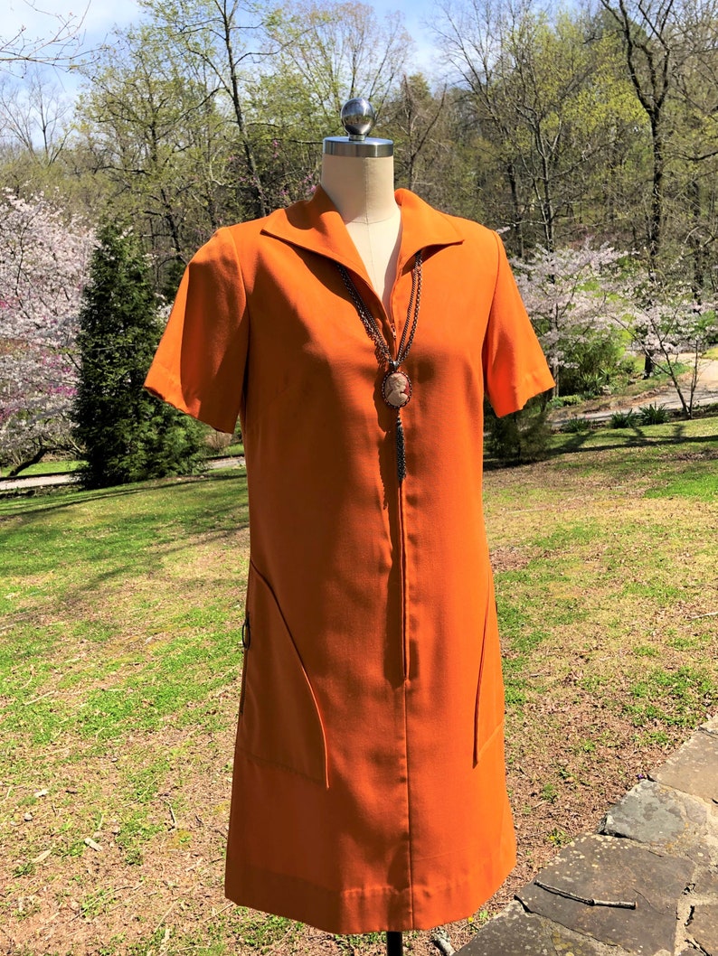 70's VINTAGE MOD Pumpkin Orange Dress/70s Mod Dress/Vintage Mod Dress/Jeanne Durrell Dress/70s Retro Dress/70's Dress/Near MINT Condition image 1