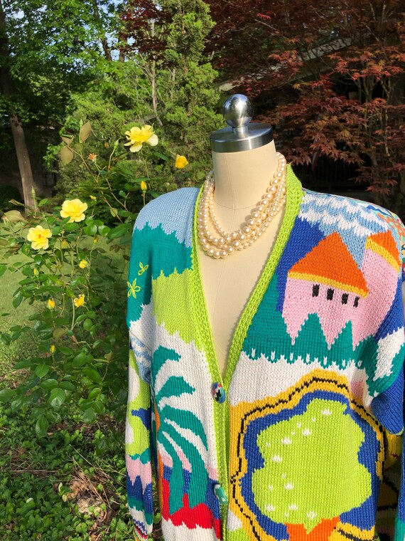 AWESOME 80's Cardigan/80's Vintage Sweaters/Vintag