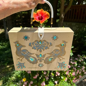 RARE PEACOCK BOX Handbag/Faye Mell/Faye Mell Box Handbags/Peacock Purses/60&#39;s Box Purses/Enid Collins Purse/Shabby Chic Condition