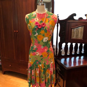 RARE 60's RESORT to RIVIERA Dress/Vintage Riviera Robes Dress/Vintage Flounce Skirt Dress/60’s Dress/60’s Flower Power Dress/Mint Condition image 2