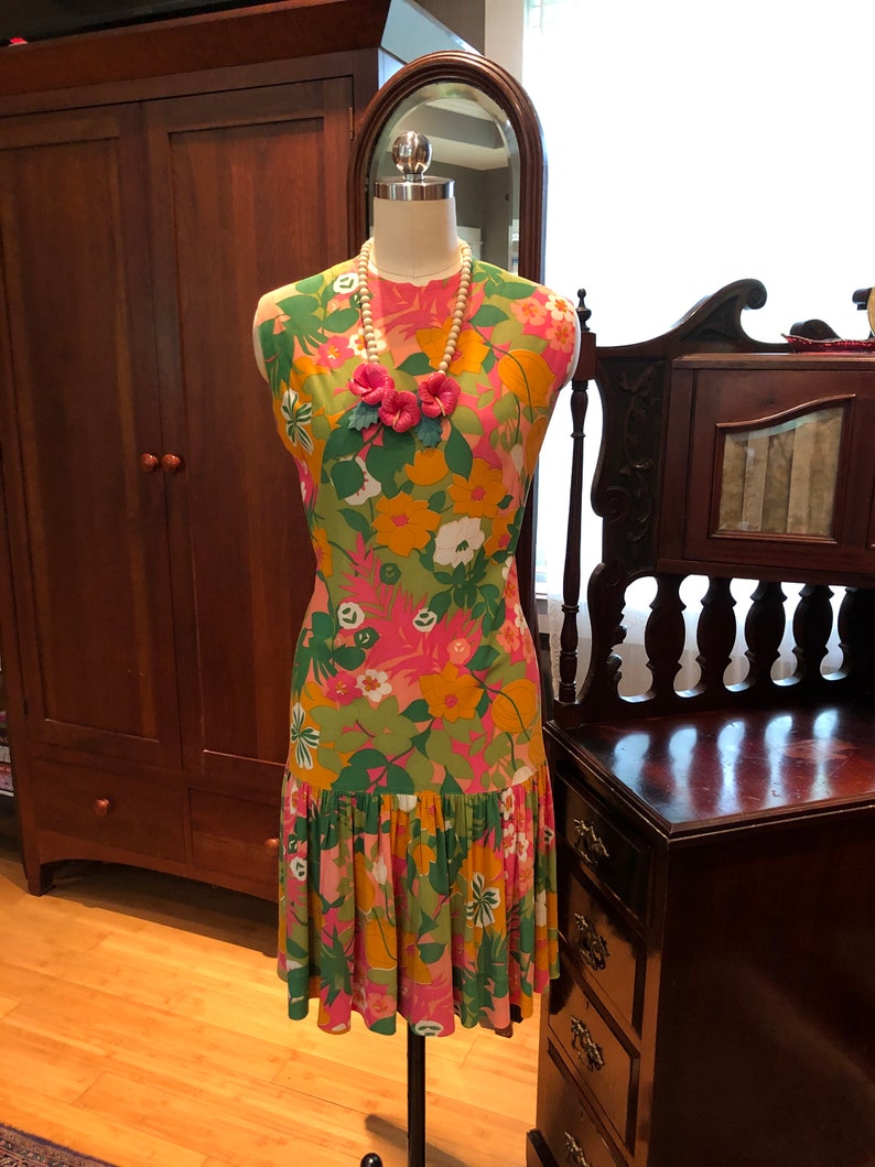 RARE 60's RESORT to RIVIERA Dress/Vintage Riviera Robes Dress/Vintage Flounce Skirt Dress/60’s Dress/60’s Flower Power Dress/Mint Condition image 2