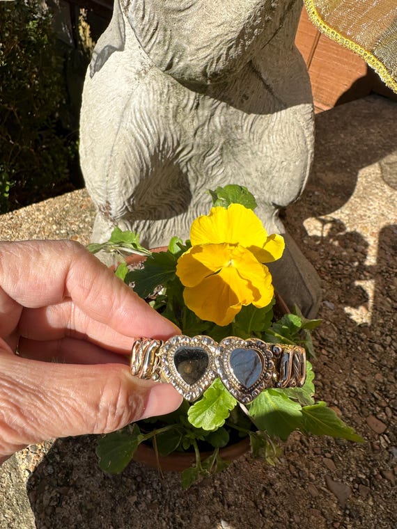 RARE 40's Double SWEETHEART Bracelet/Antique Brac… - image 8