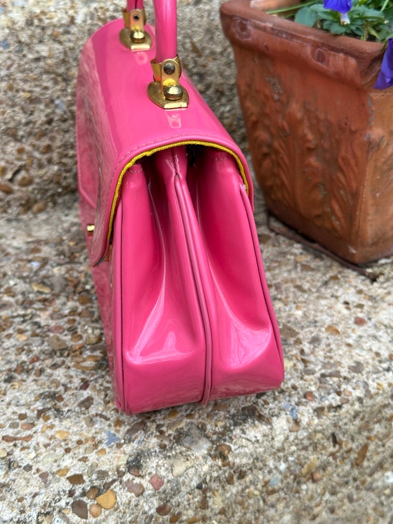 60's PINK PATENT Handbag/Pink Handbags/Pink Purse… - image 3