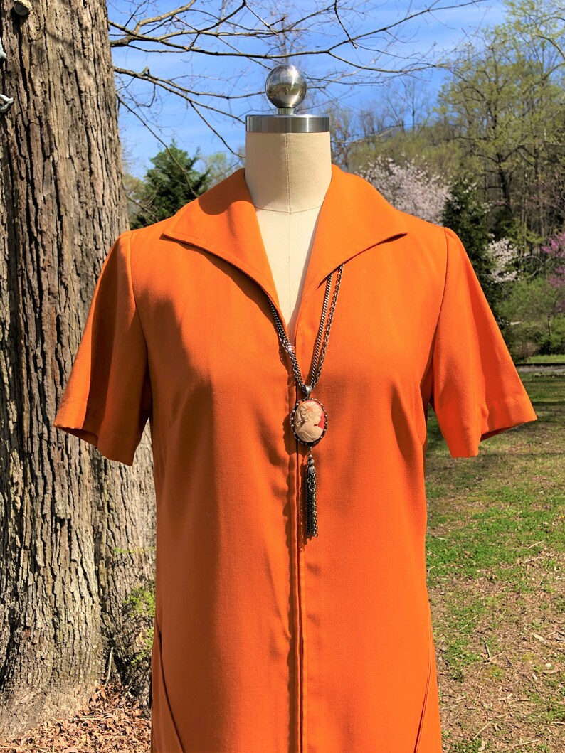 70's VINTAGE MOD Pumpkin Orange Dress/70s Mod Dress/Vintage Mod Dress/Jeanne Durrell Dress/70s Retro Dress/70's Dress/Near MINT Condition image 5