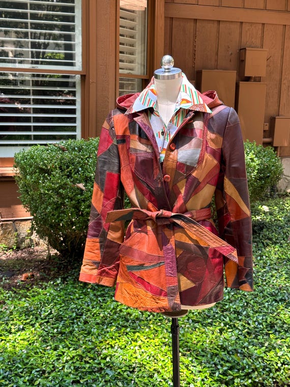 AWESOME 70's LEATHER PATCHWORK Jacket Extra Small… - image 10